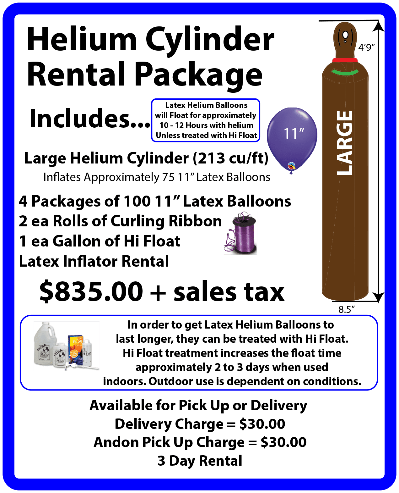 Large helium rental package